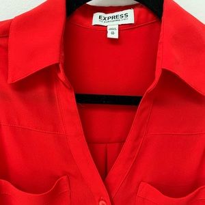 Express Sleeveless Portofino Shirt in Red size XS